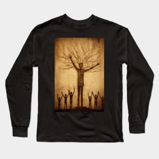 Slender Man and Kids Painting - Mysterious Childhood Encounter Long Sleeve T-Shirt